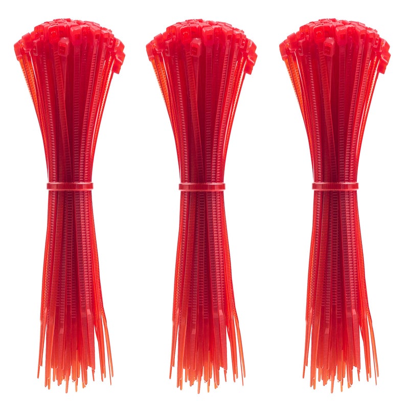 MILEKE 4 Inch Zip Ties (Tying Length 2.8""), 300Pcs Nylon Cable Ties Red - Image 1